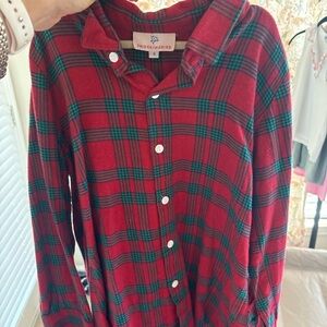 Shockingbird Red and Green Plaid Kids Button Down Shirt